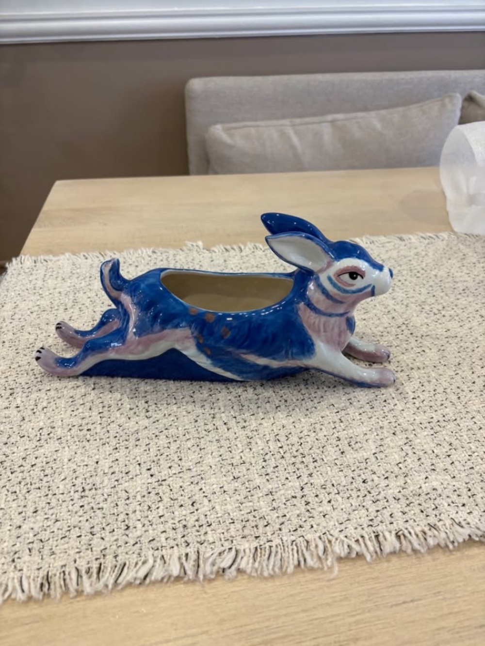 Anthropologie Blue Bunny Vase